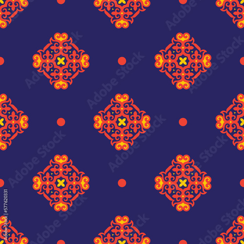Seamless Asian pattern of the nomads of Central Asia and Kazakhstan, Kyrgyzstan. Nomadic ethnic stamp style. Asian ornaments.
