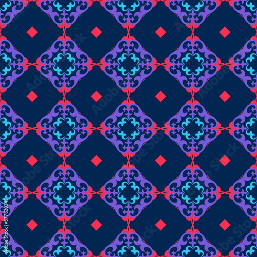 Title Seamless Asian pattern of the nomads of Central Asia and Kazakhstan, Kyrgyzstan. Nomadic ethnic stamp style. Asian ornaments.