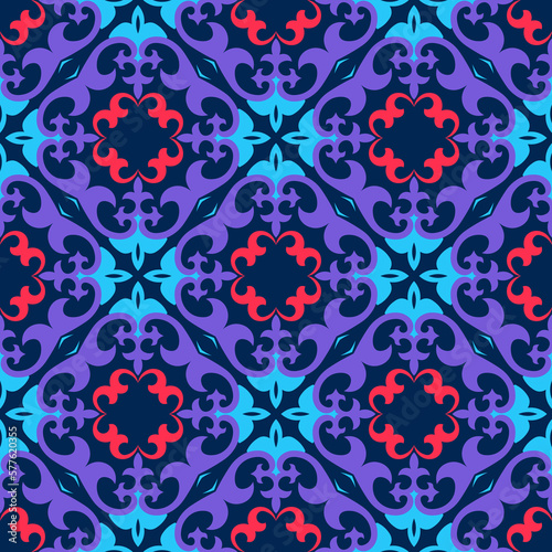 Title Seamless Asian pattern of the nomads of Central Asia and Kazakhstan, Kyrgyzstan. Nomadic ethnic stamp style. Asian ornaments.