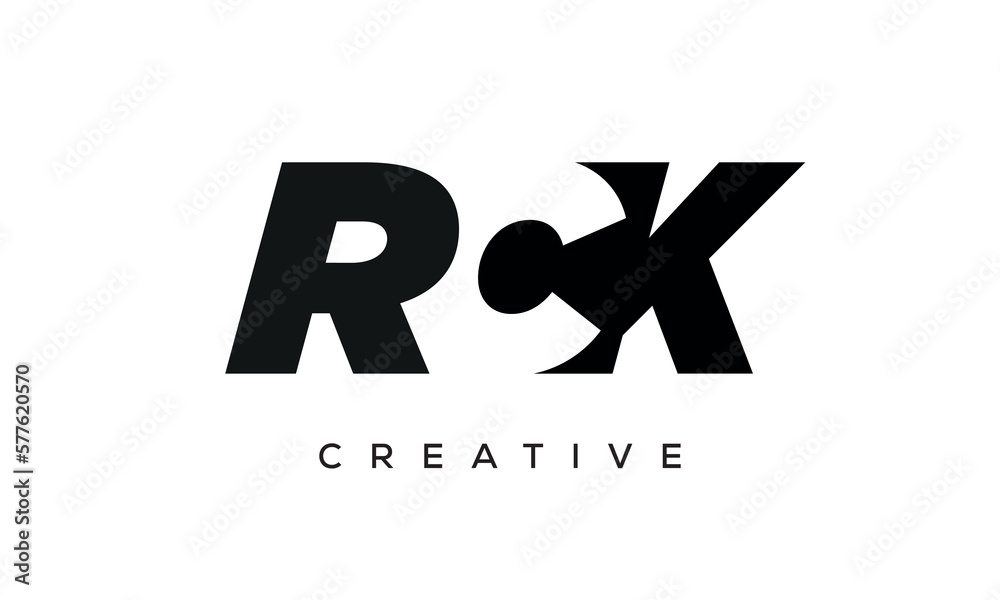 RCK letters negative space logo design. creative typography monogram vector RCK letters negative space logo design. creative typography monogram vector