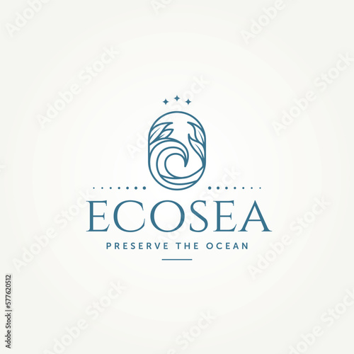minimalist save the sea icon logo template vector illustration design. simple modern protect the sea logo concept