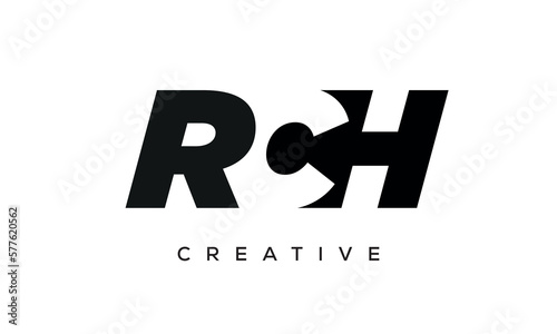 RCH letters negative space logo design. creative typography monogram vector photo