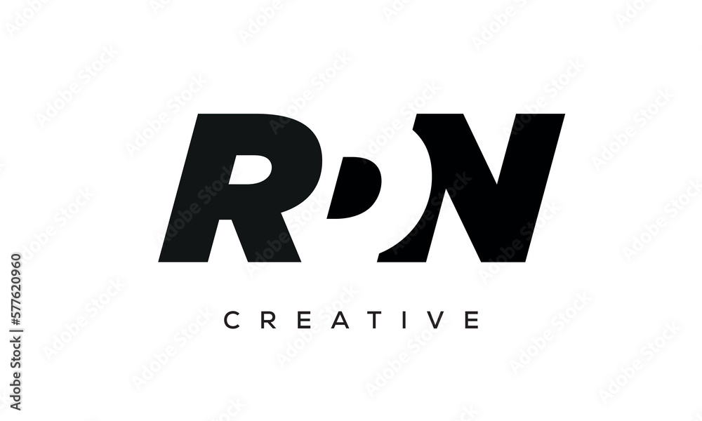 RDN letters negative space logo design. creative typography monogram vector RDN letters negative space logo design. creative typography monogram vector