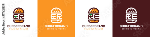 Letter ER and RE Burger Logo, suitable for any business related to burger with ER or RE initials.