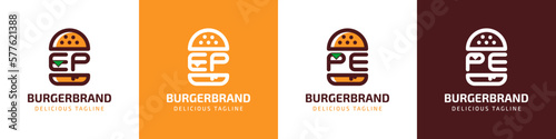 Letter EP and PE Burger Logo, suitable for any business related to burger with EP or PE initials.