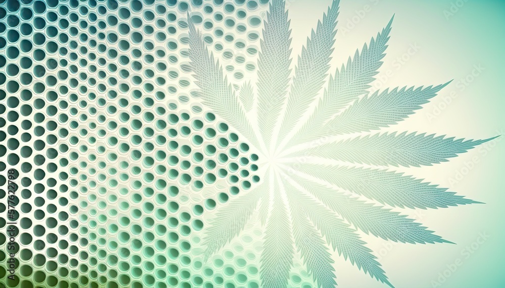 Obraz premium Beautiful Designer 420 Cannabis Seasonal Background with Halftone patterns Light color Modern Wallpaper Template with Vibrant Hues for Presentation, Ad, and All Applications (generative AI)