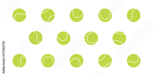 Flat vector illustration in childish style. Hand drawn different tennis balls