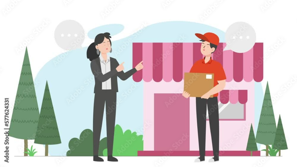 Delivery man talking on the phone with customers Delivery man talking on the phone with customers