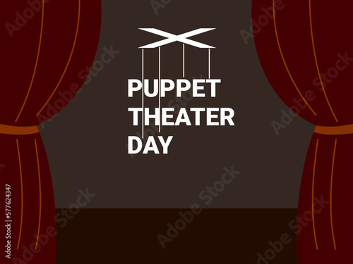 puppet theater day flat design vector illustration
