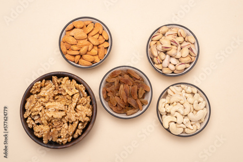 bowl of nuts and raisins
