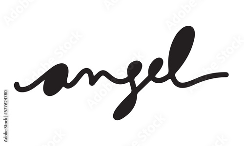 Angel Word Calligraphy Monoline Vector Silhouette