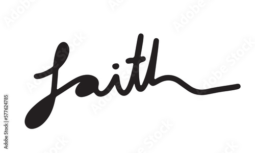 Faith Word Calligraphy Monoline Vector Silhouette