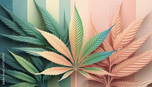 Beautiful Designer 420 Cannabis Seasonal Background with Striped designs Pastel color Modern Wallpaper Template with Vibrant Hues for Presentation  Ad  and All Applications  generative AI 