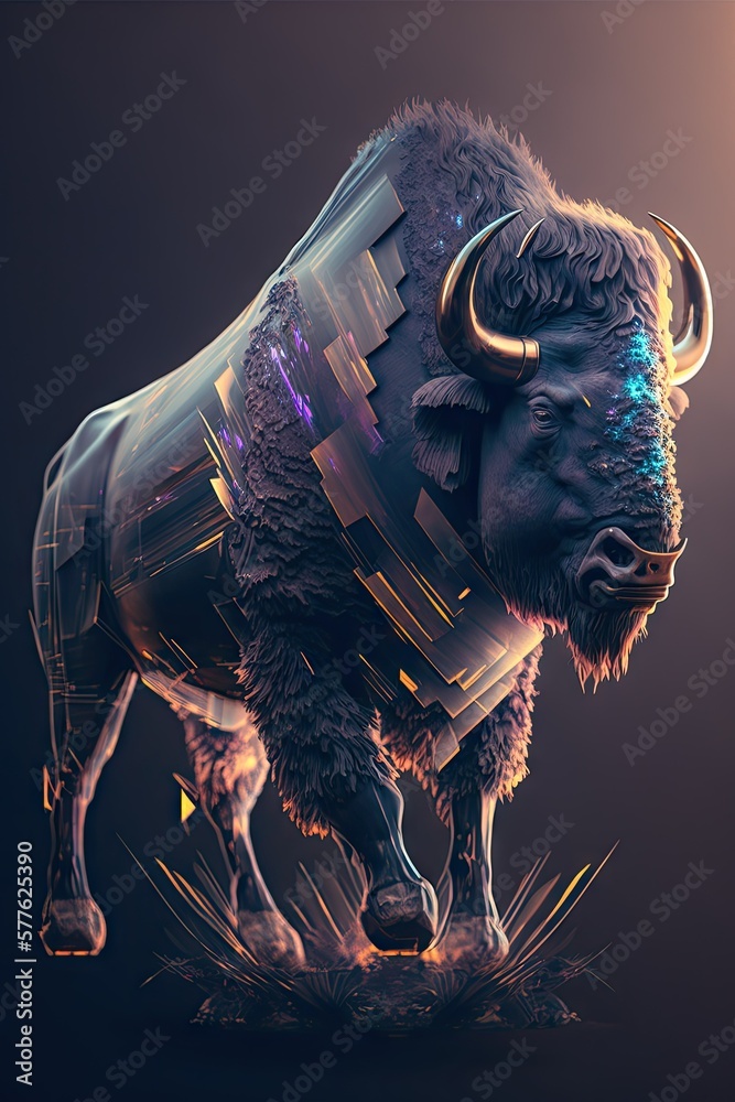 Cool, Epic, Artistic, Beautiful, and Unique Illustration of Bison