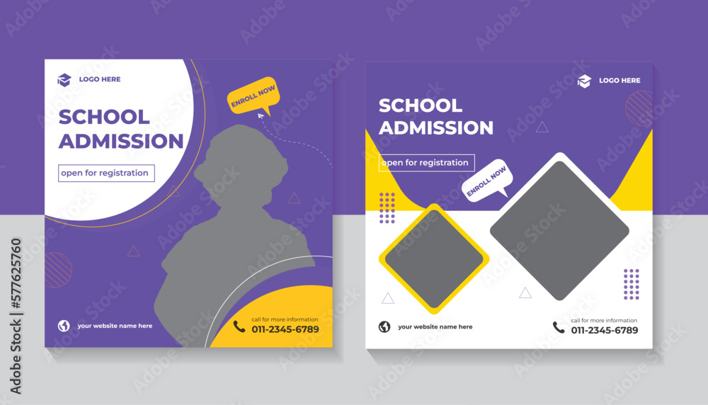 Modern School education admission web banner template and social media post. Back to school promotion banner Modern School education admission web banner template and social media post. Back to school promotion banner