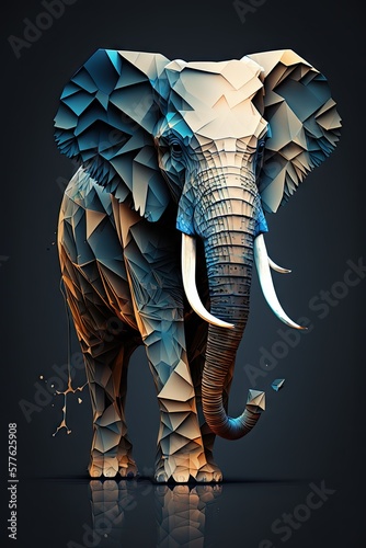 Cool  Epic  Artistic  Beautiful  and Unique Illustration of Elephant Animal Cinematic Adventure  Abstract 3D Background with Majestic Wildlife and Futuristic Design  generative AI 