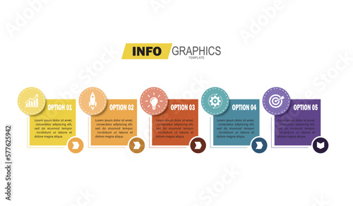infographic design template vector illustration with icons and 5 options or steps.can be used for presentation process,layout,banner,data graph,presentation	