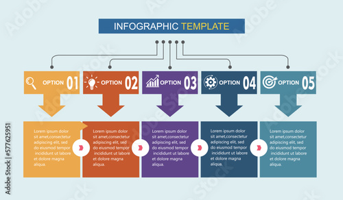 infographic design template vector illustration with icons and 5 options or steps.can be used for presentation process,layout,banner,data graph,presentation	