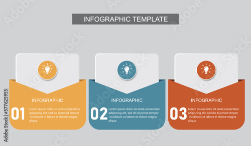 infographic design template vector illustration with icons and 3 options or steps.can be used for presentation process,layout,banner,data graph,presentation	 photo