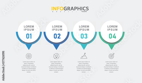 infographic design template vector illustration with icons and 4 options or steps.can be used for presentation process,layout,banner,data graph,presentation	