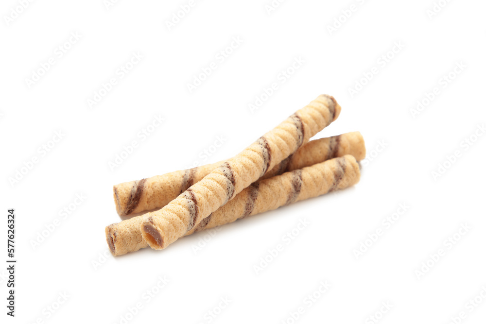 Wafer roll sticks cream rolls isolated on white background Wafer roll sticks cream rolls isolated on white background