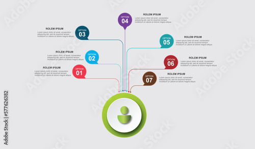 infographic design template vector illustration with icons and 7 options or steps.can be used for presentation process,layout,banner,data graph,presentation	