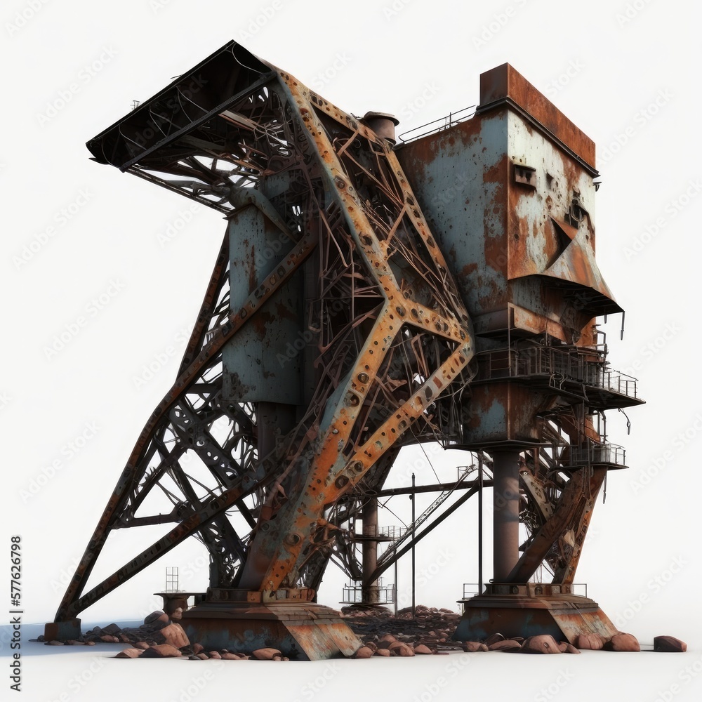 Post apocalypse rust metallic construction, wasteland object Post apocalypse rust metallic construction, wasteland object