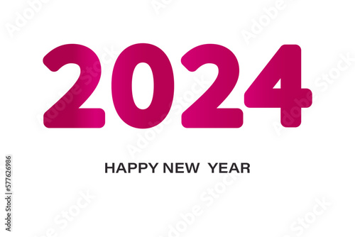 The inscription 2024 in magenta, for the design of postcards, calendars.