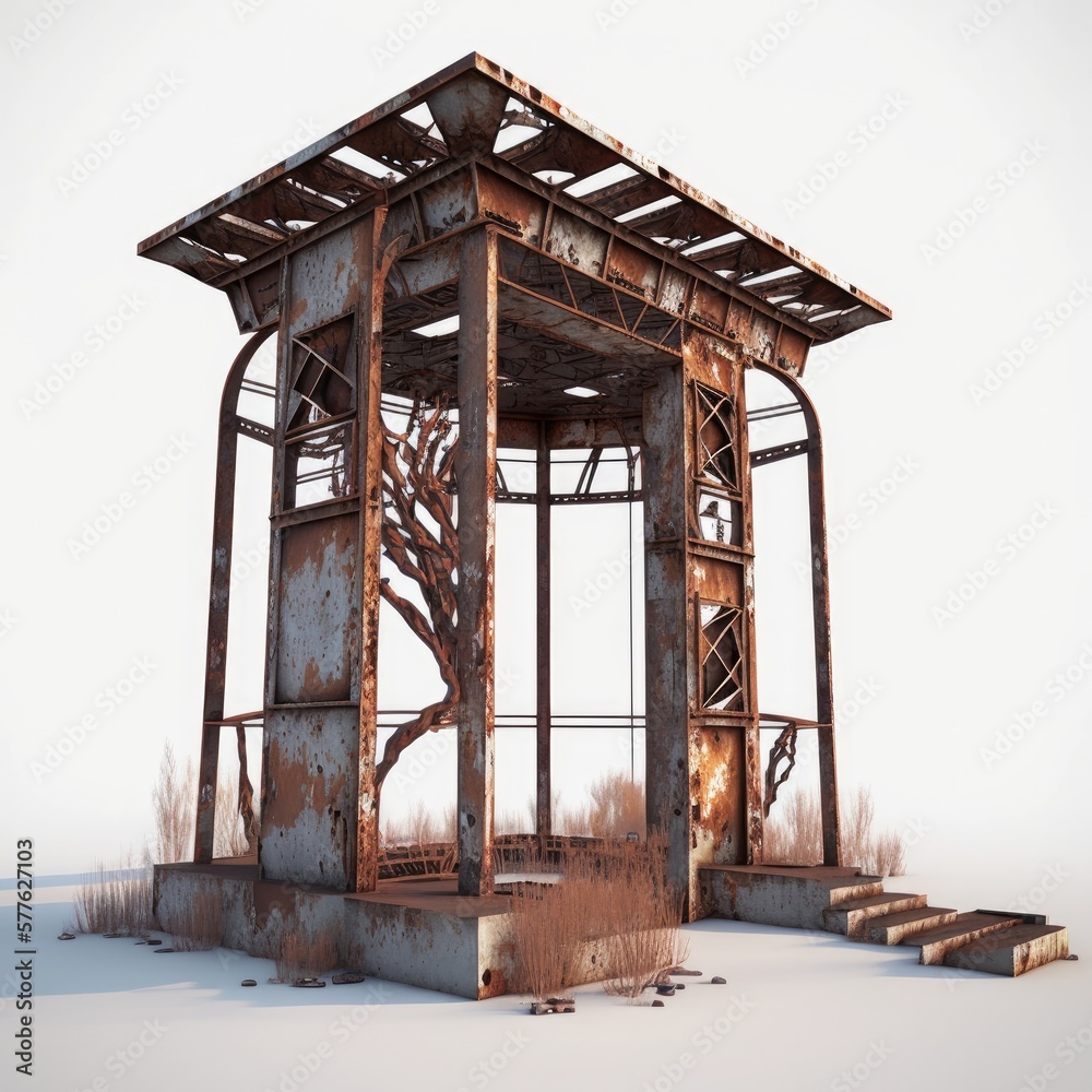 Post apocalypse rust metallic construction, wasteland object Post apocalypse rust metallic construction, wasteland object