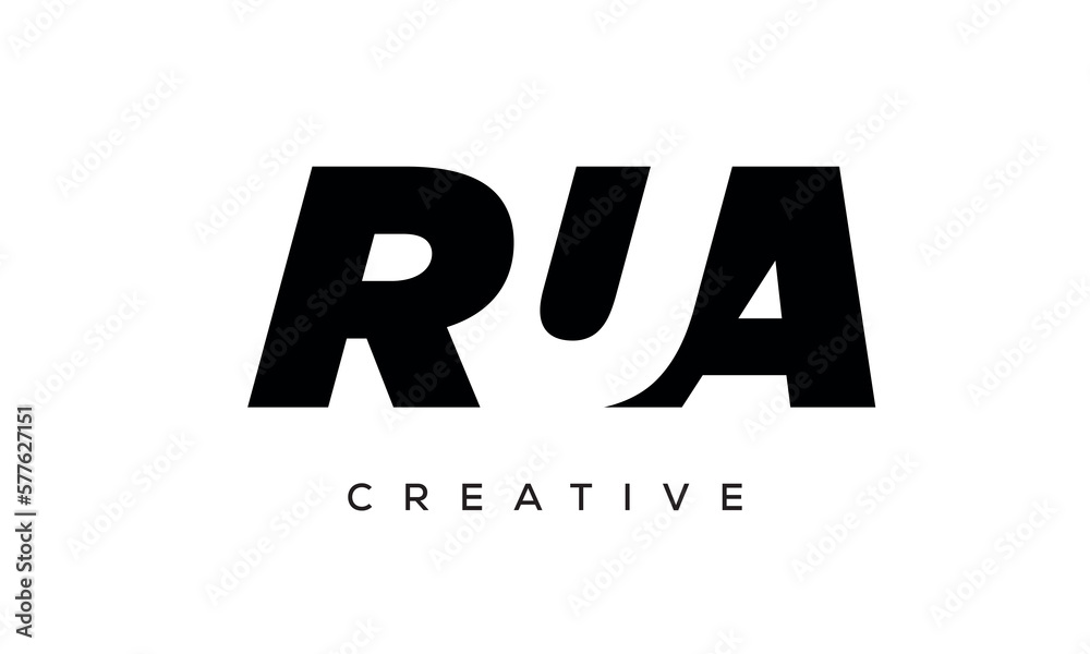 RUA letters negative space logo design. creative typography monogram vector RUA letters negative space logo design. creative typography monogram vector