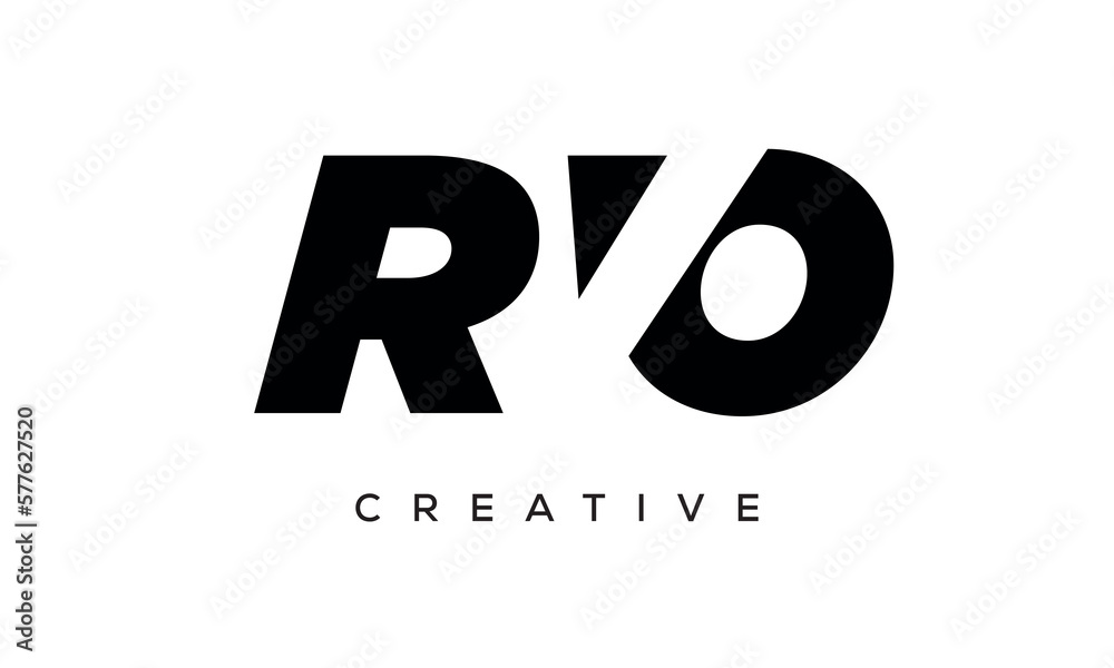 RVO letters negative space logo design. creative typography monogram vector RVO letters negative space logo design. creative typography monogram vector