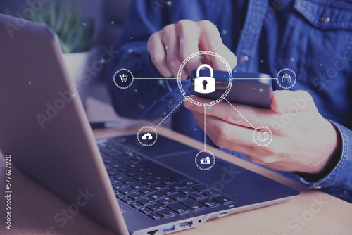 Valokuvatapetti Cyber security and data protection information privacy internet technology concept