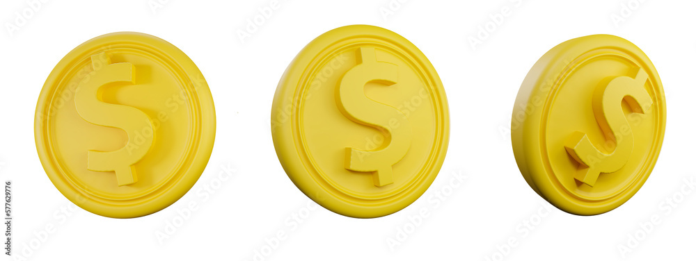 3d illustration of three dollar icons in cartoon style 3d illustration of three dollar icons in cartoon style