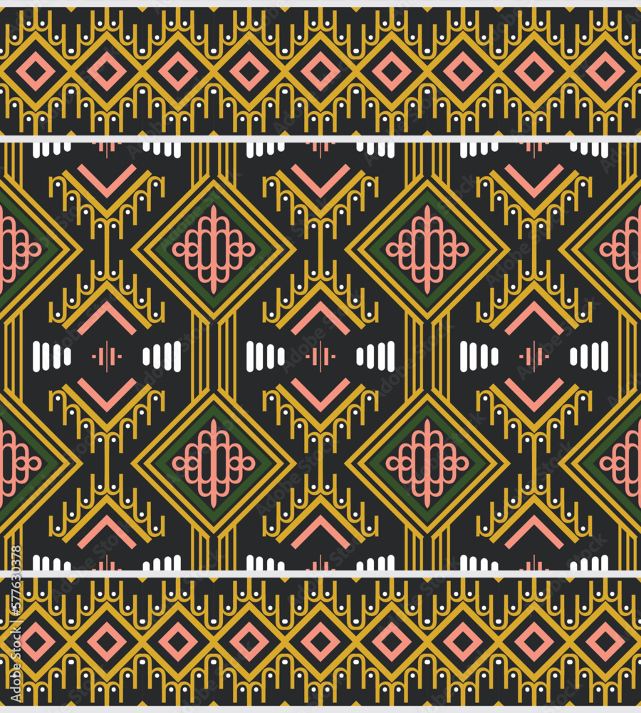 Seamless ethnic pattern design. Traditional ethnic patterns vectors It is a pattern geometric shapes. Create beautiful fabric patterns. Design for print. Using in the fashion industry.
