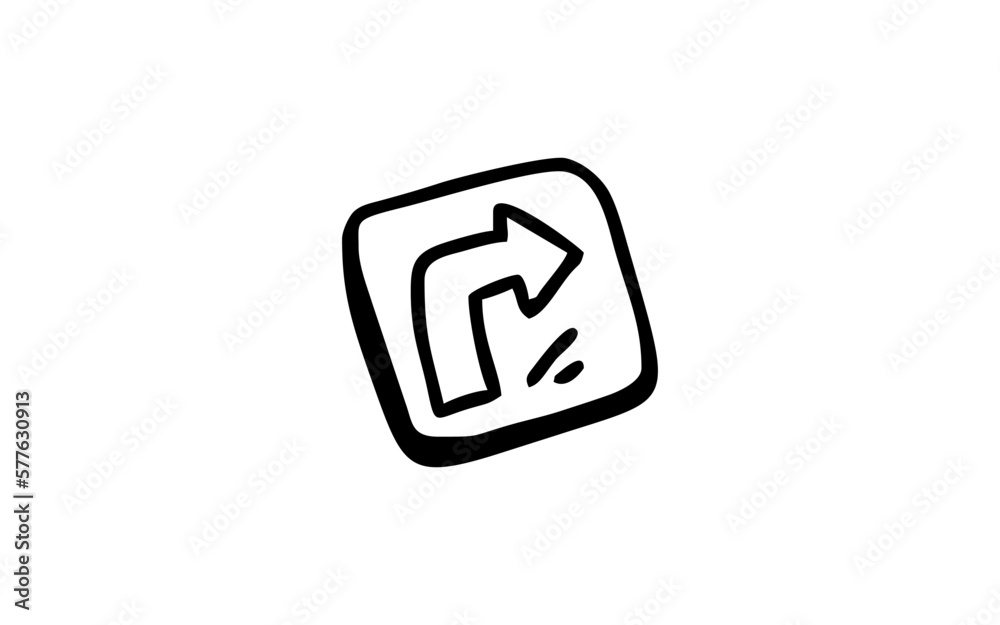 ARROW RIGHT Doodle art illustration with black and white style. ARROW RIGHT Doodle art illustration with black and white style.
