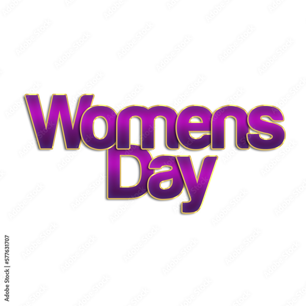 womens day text effect 3d purple luxury gold line