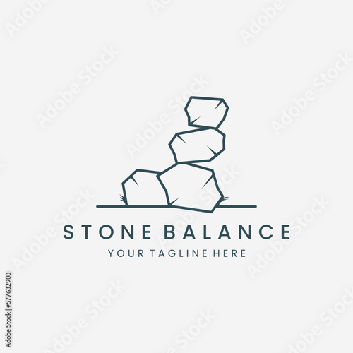 stone line art logo vector template illustration design. icon zen nature design