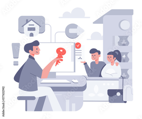 Vector web illustration for a real estate agency in flat style.
