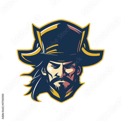 Illustration of a pirate head viewed from front set inside circle on isolated white background.