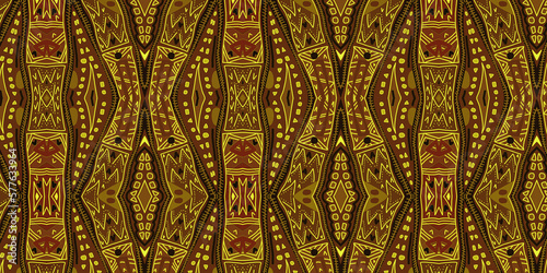 Colored African fabric – Textured and seamless pattern, high definition (HD format) image, geometric design, yellow and brown colors, illustration