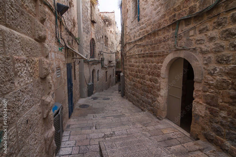 Jerusalem Old City street with steps