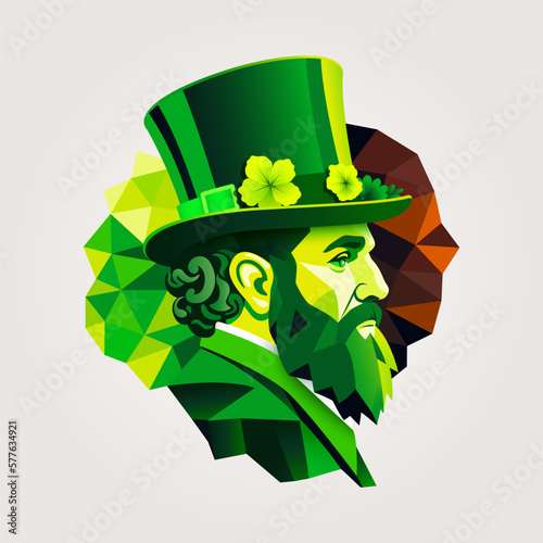 St. Patrick man. bearded man with hat graphic illustration.