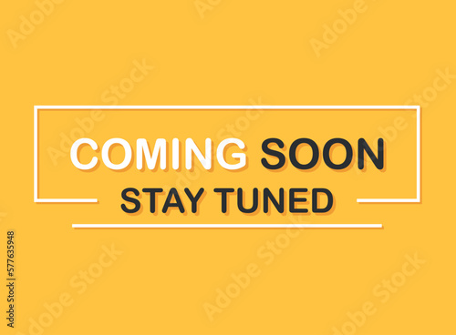 Coming soon banner icon in flat style. Promotion label vector illustration on isolated background. Open poster sign business concept.