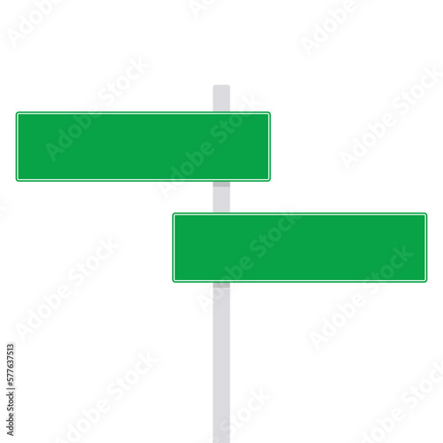 Blank freeway sign isolated on white background. free space for text. Road traffic sign. Blank board with place for text.Mockup.