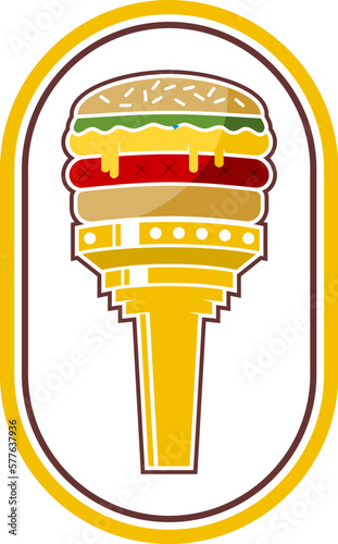 Gold olympic torch with burger