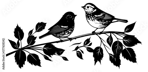 birds on a branch illustration