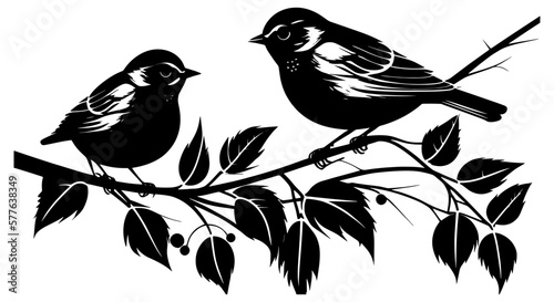Photography birds on a branch illustration
