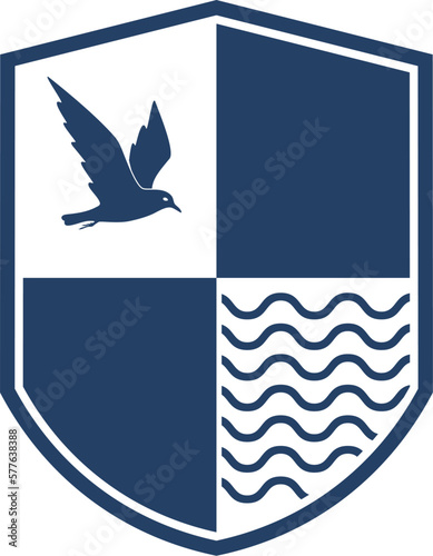 Shield with seagull and wave