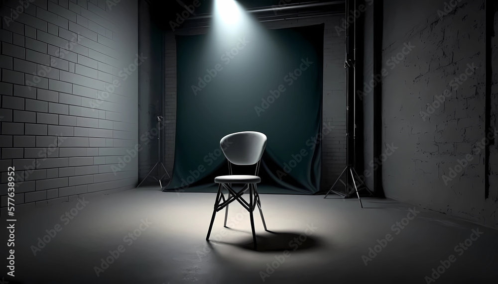 Interior of a photo studio with a chair in the light of the beam and other photo equipment. Interior of a photo studio with a chair in the light of the beam and other photo equipment.
