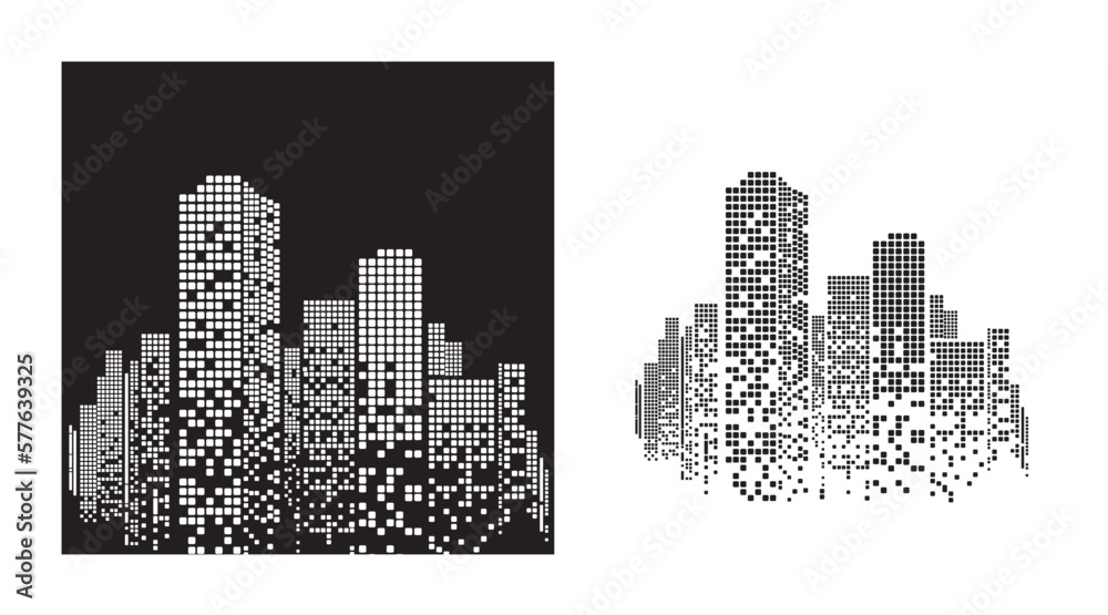 Vector building city skyline at night illustration